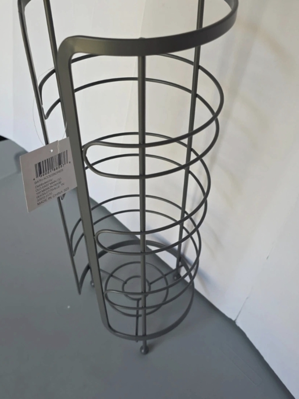 Metal Toilet Paper Holder Stand, Freestanding Roll Reserve, Dark Gray - Picture 2 of 3